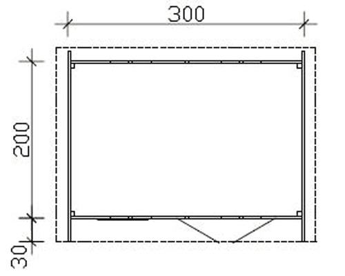 Technische tekening van een plank met maatvoering