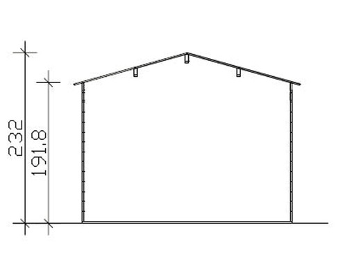 Dwarsdoorsnede van een gebouwaanzicht met hoogtegegevens