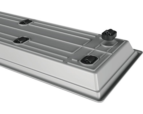 Grijze plantenbak met afvoergaten voor de tuin