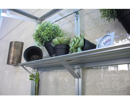 Rek met planten en thermometer