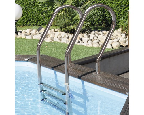 Zwembadladder van roestvrij staal met drie treden