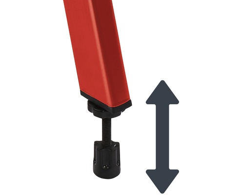 Verstelbare voet van een ladder met pijlsymbool