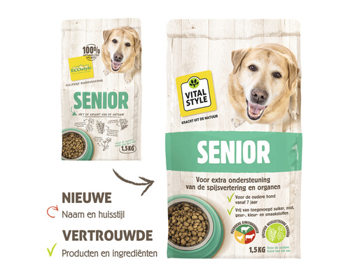 Vital Style Senior droogvoer voor oudere honden, verpakking van 1,5 kilogram