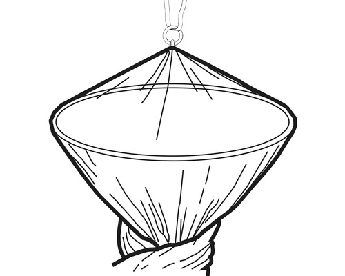 Schets van een vijverslibzuiger met handvat