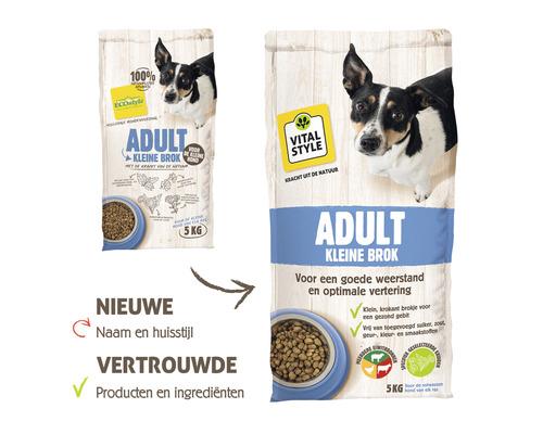 Verpakking van Vital Style Adult hondenvoer voor kleine rassen