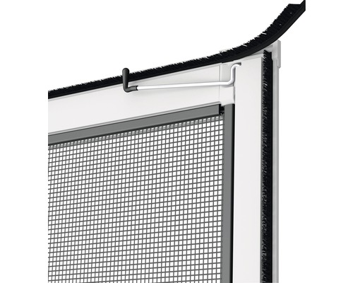 Detailopname van een insectenraam met inhangveren en borstelafdichting