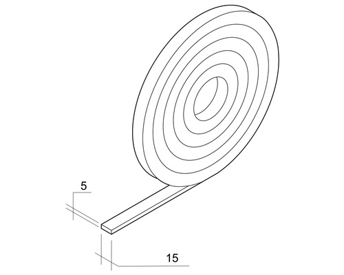 Afdichtband, 5 mm dik en 15 mm breed, op een rol