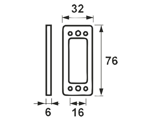 Technische tekening van een beslag met afmetingen in millimeters