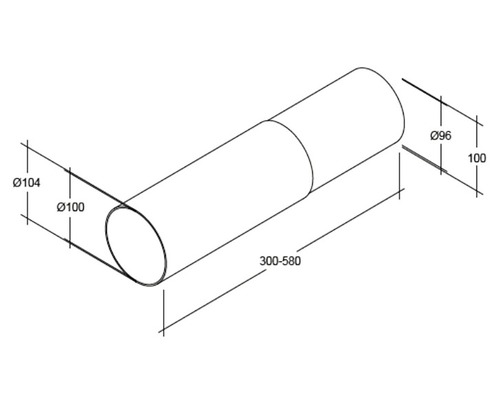 Technische tekening van een ronde buis met afmetingen