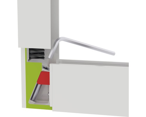 Raambeslag met inbussleutel voor afstelling