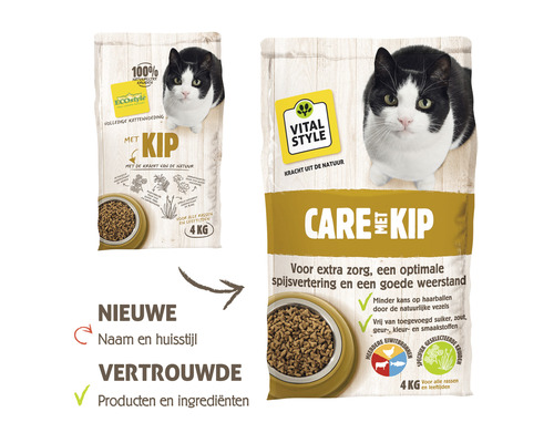 Kattengranten met kip in een zak