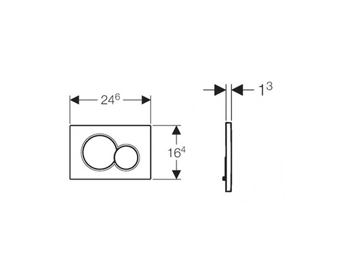 Technische tekening van een bedieningspaneel met afmetingen