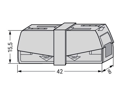 Illustratie van een lasklem met maatvoering.