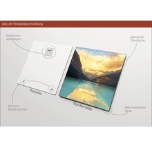 Glazen schilderij met landschapsmotief, inclusief beugel voor eenvoudige ophanging