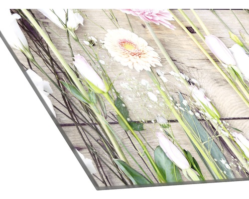 Acrylglas foto met bloemmotief op hout