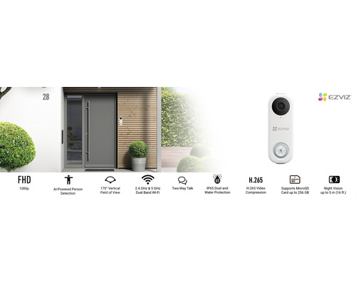 EZVIZ videodeurbel met nachtzicht en tweeweg audio