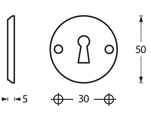 Technische tekening van een deurslot met afmetingen