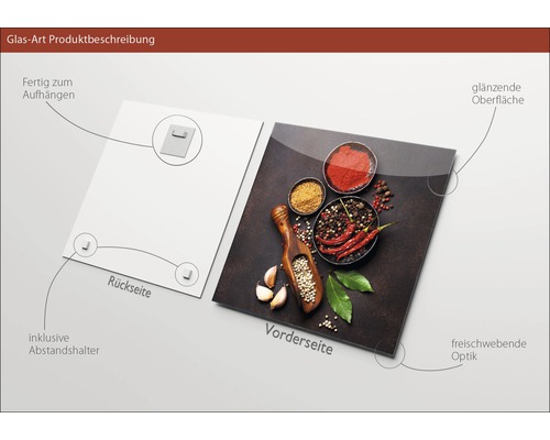 Glazen foto met kruiden, achterkant met ophangsysteem en afstandhouder