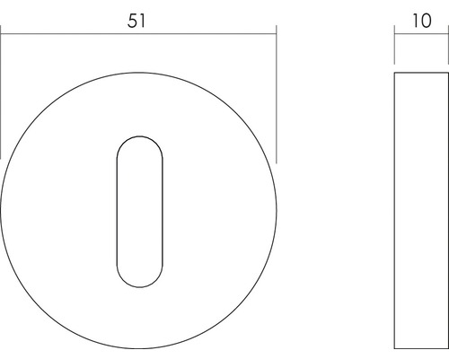 Technische tekening van een deurbeslag met maatvoering