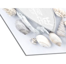 Decoratief tableau met drijfhout, hart en schelpen