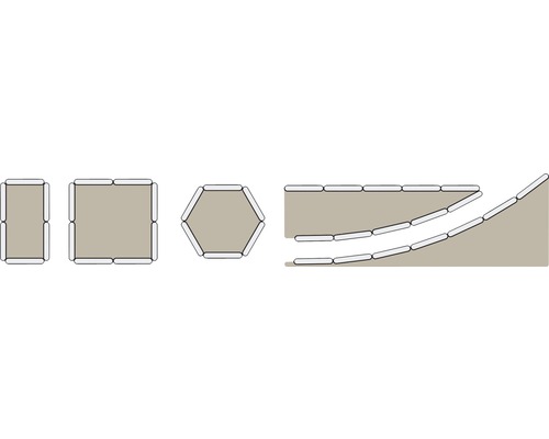 Illustratie van diverse perkranden en hellingverstevigingen met gazonranden