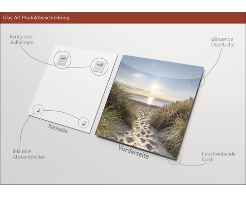 Glazen foto met strandmotief, inclusief wandmontage