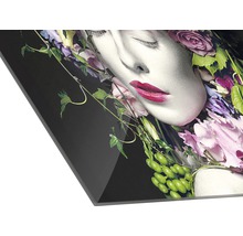 Acrylglas schilderij met vrouw en bloemmotief