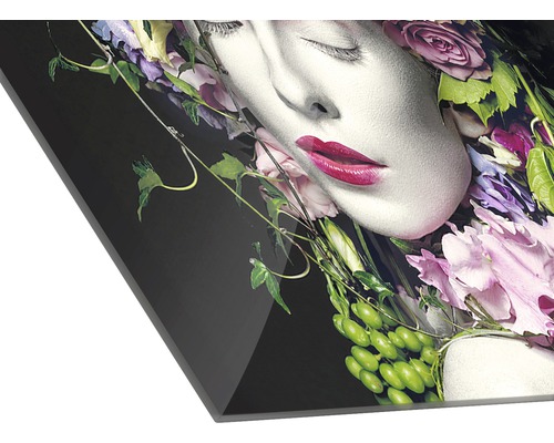 Decoratieve wanddecoratie met bloemmotief en vrouwengezicht