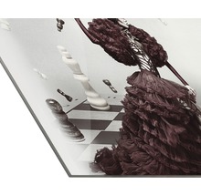 Acrylglasfoto met vrouw in jurk en schaakstukken