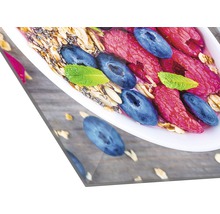 Acrylglas foto met muesli, frambozen, blauwe bessen en munt