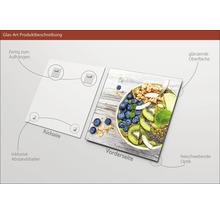 Glasfoto met voedselmotief, inclusief ophanging en afstandhouder