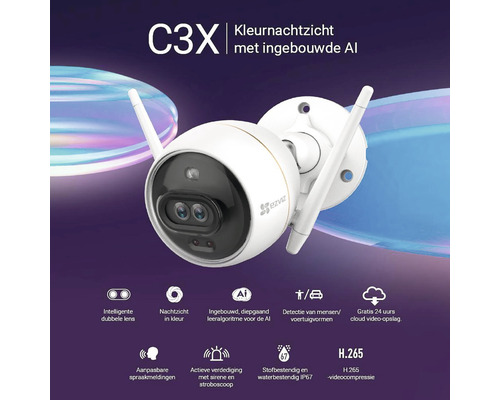 Ezviz C3X beveiligingscamera met dubbele lens en kunstmatige intelligentie