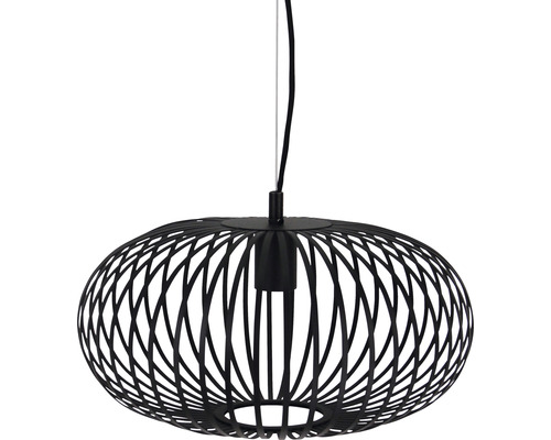 Zwarte hanglamp met ovale draadlampenkap