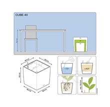 Productafbeelding van de Cube 40 plantenbak met maataanduidingen
