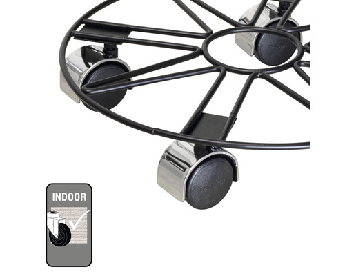 Plantenroller van metaal met wielen voor gebruik binnenshuis