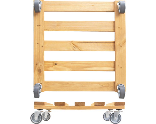 Houten plantenroller met wielen