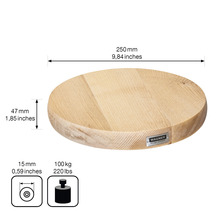 Ronde houten schijf met maatvoering