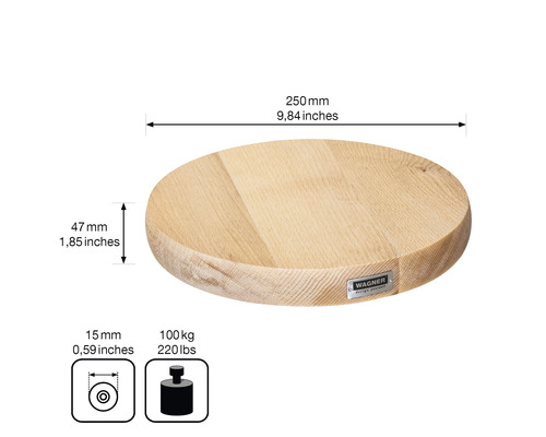 Ronde houten schijf met maatvoering