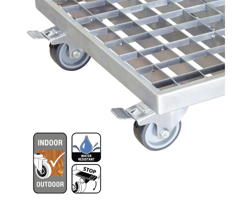 Rolcontainer met wielen, geschikt voor binnen- en buitengebruik, waterafstotend en met stopfunctie
