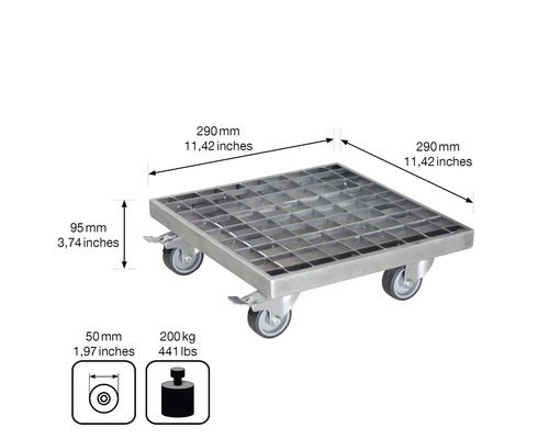 Vierkante metalen rolwagen met maatvoering