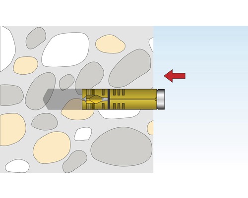 Illustratie van een plugbevestiging in een muur