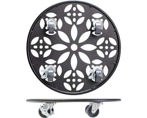 Plantenroller van metaal met wielen