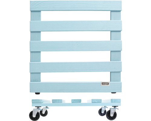 Houten meubelroller met wielen en Wagner logo