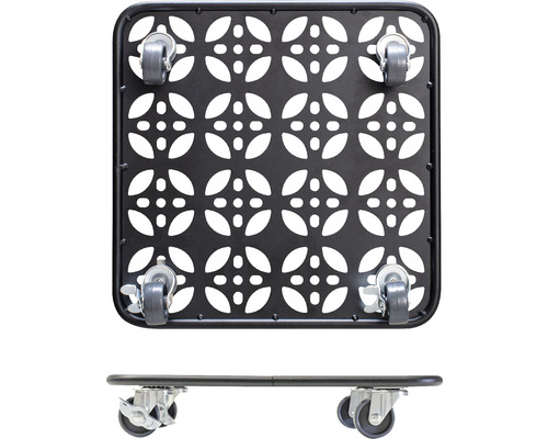 Plantenroller van metaal met wielen