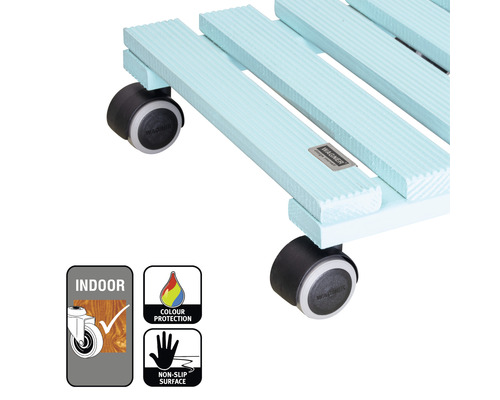 Houten plantenroller met wielen voor gebruik binnenshuis