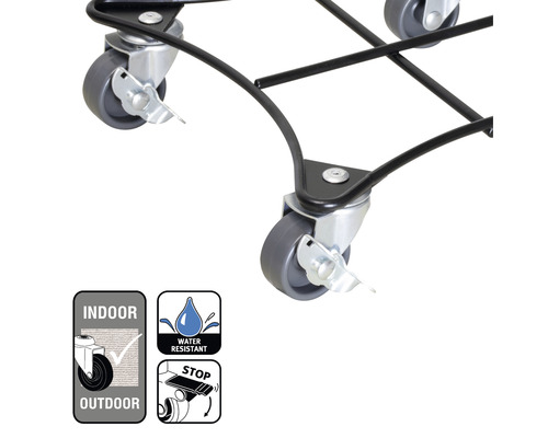 Rolwagen met parkeerrem, geschikt voor binnen- en buitengebruik, waterafstotend