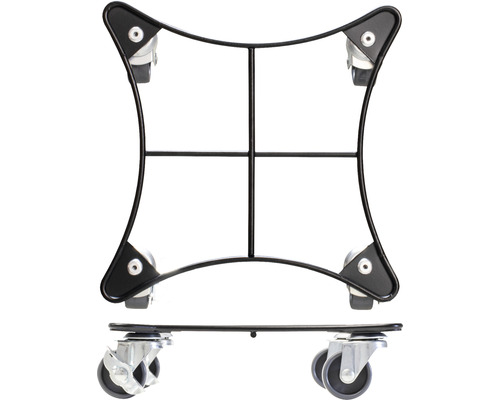 Plantenroller van metaal met vier wielen