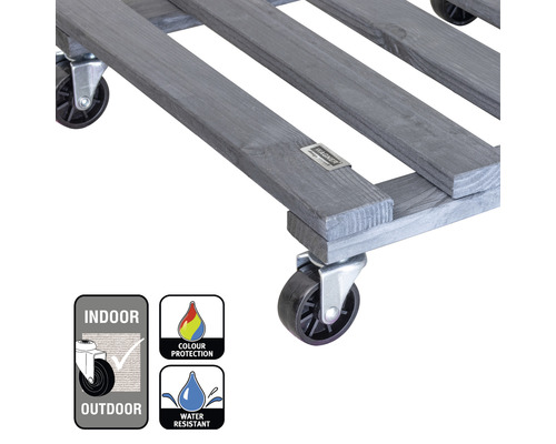 Plantenroller van hout met wielen voor binnen en buiten