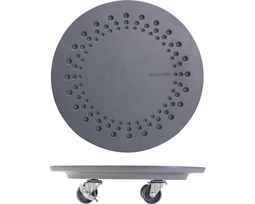 Ronde rolonderzetter met wielen en noppenpatroon