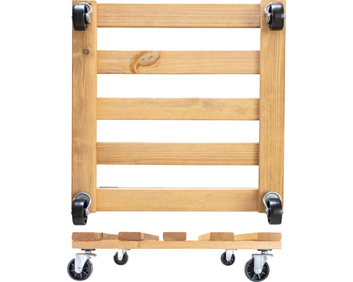 Plantenroller van hout met wielen